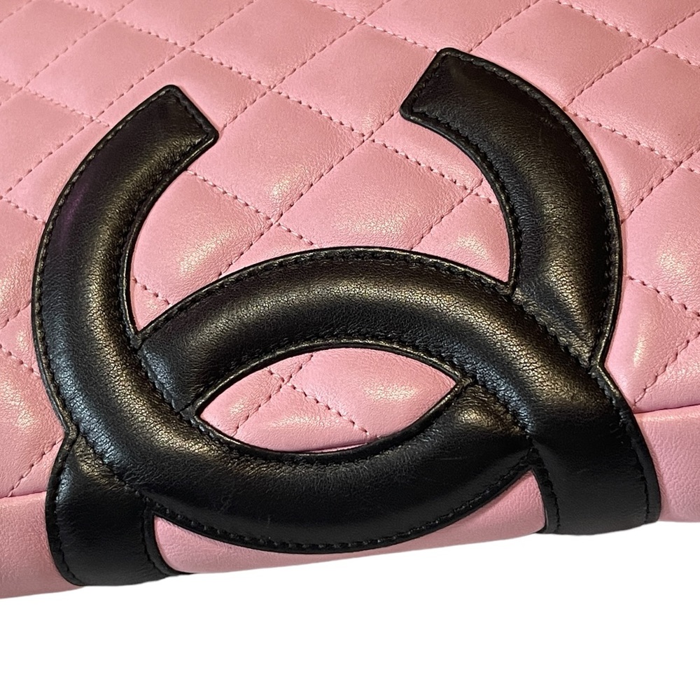 Authentic Chanel Cambon crossbody quilted Pink & black lambskin Y2K EUC - Picture 7 of 16